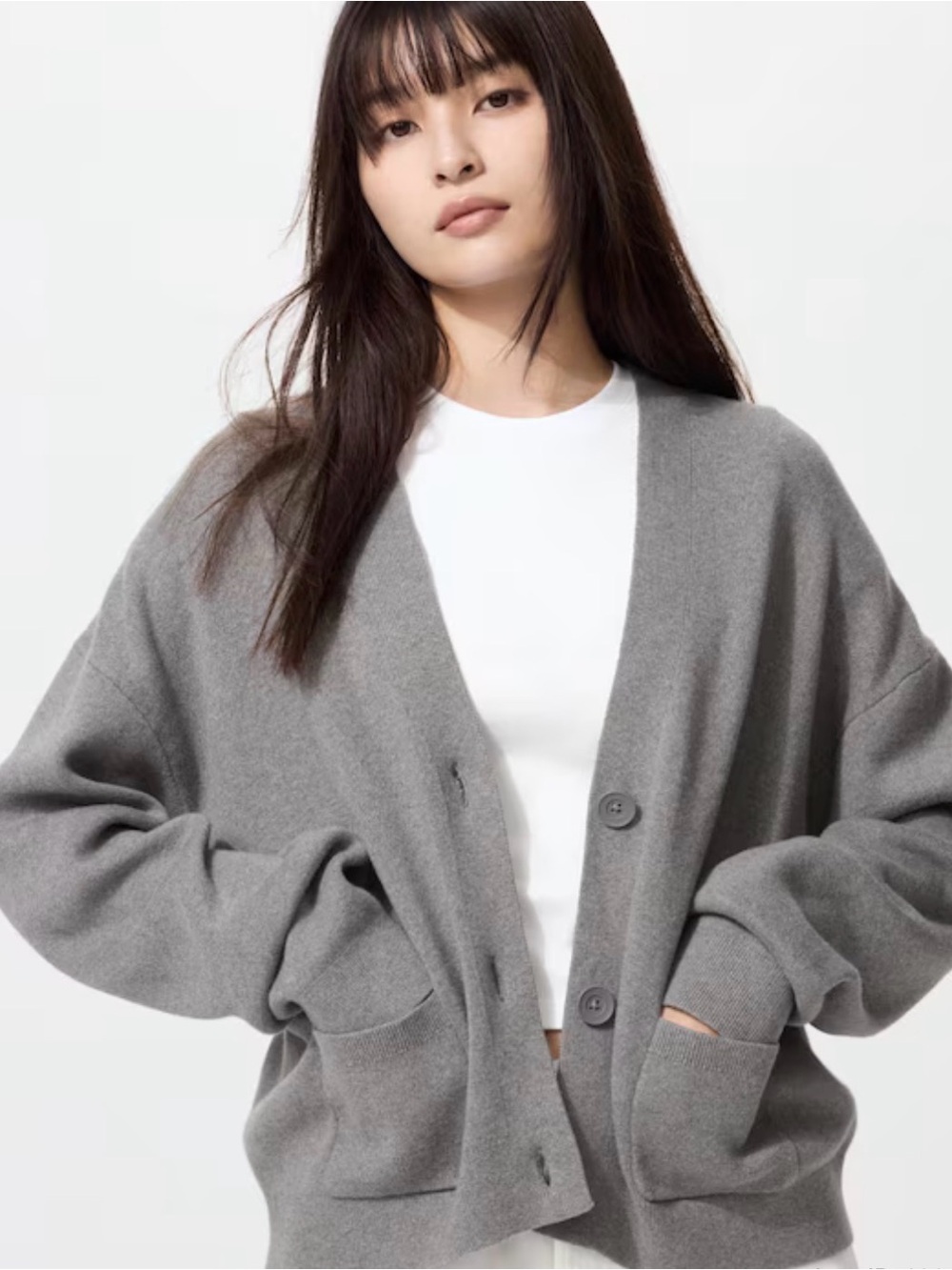 Uniqlo Smooth Cotton V Neck Cardigan